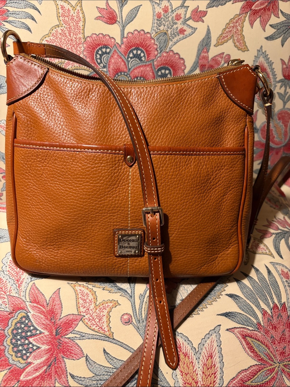 Dooney & Bourke Kimberly Pebbled Leather Crossbody Caramel Brown GUC. MSRP $238
